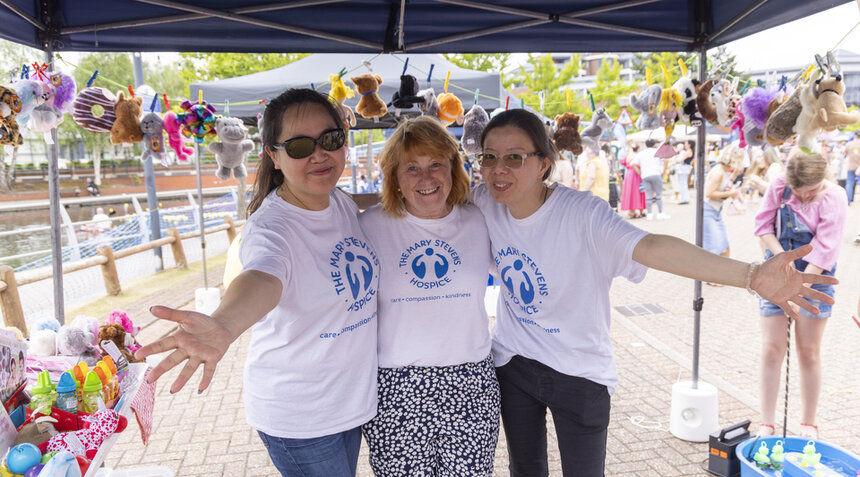 volunteers at duck race event
