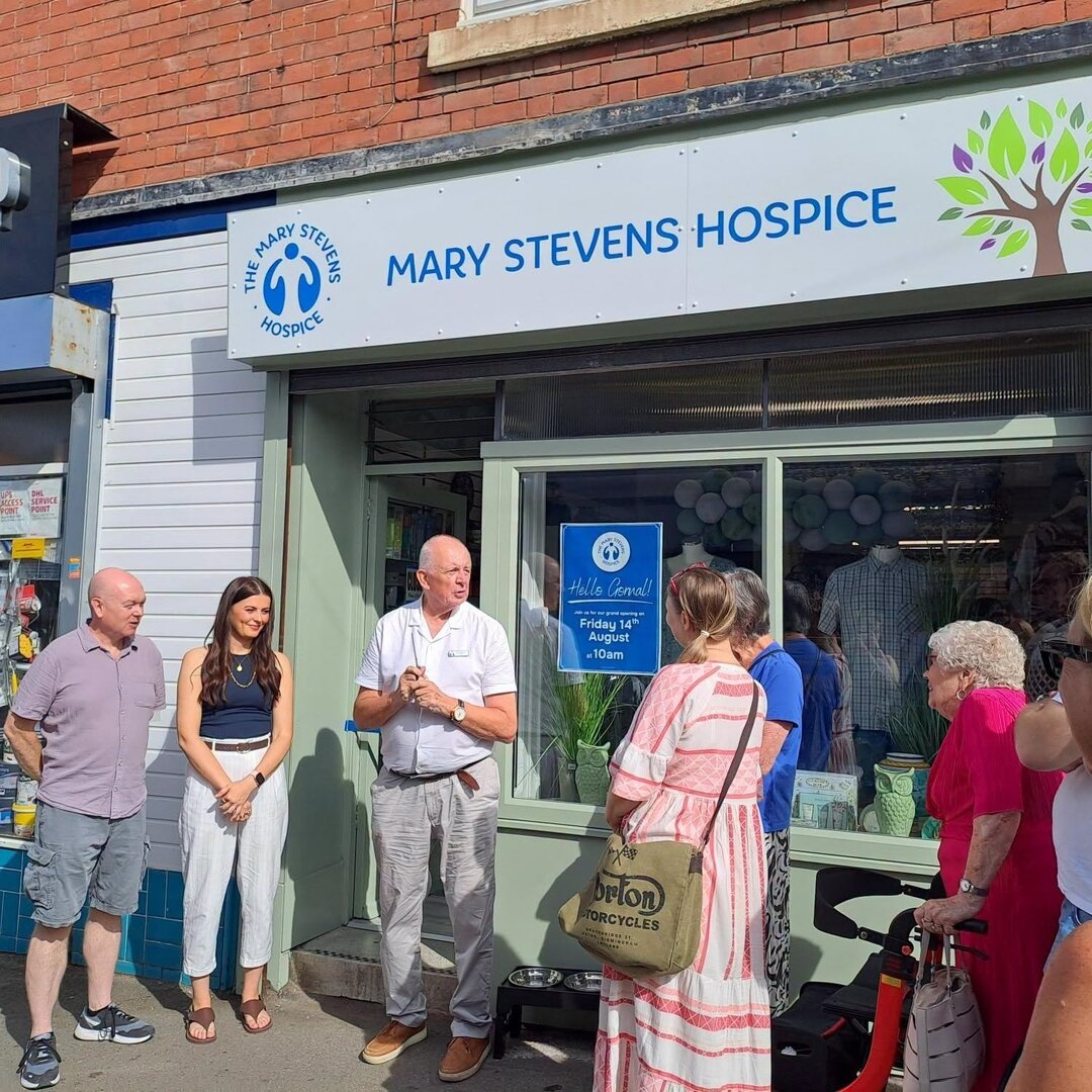Brian Blakemore speaking before the opening of our new Gornal Shop