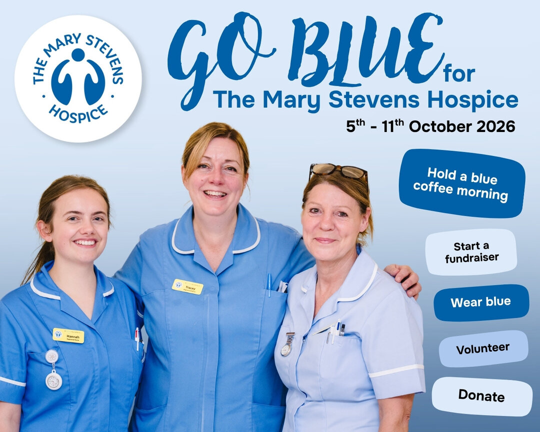 Go Blue branding with a picture of nurses and a list of ways to get involved