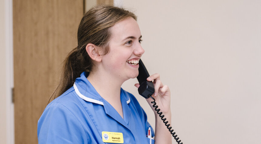 Hospice nurse on the phone